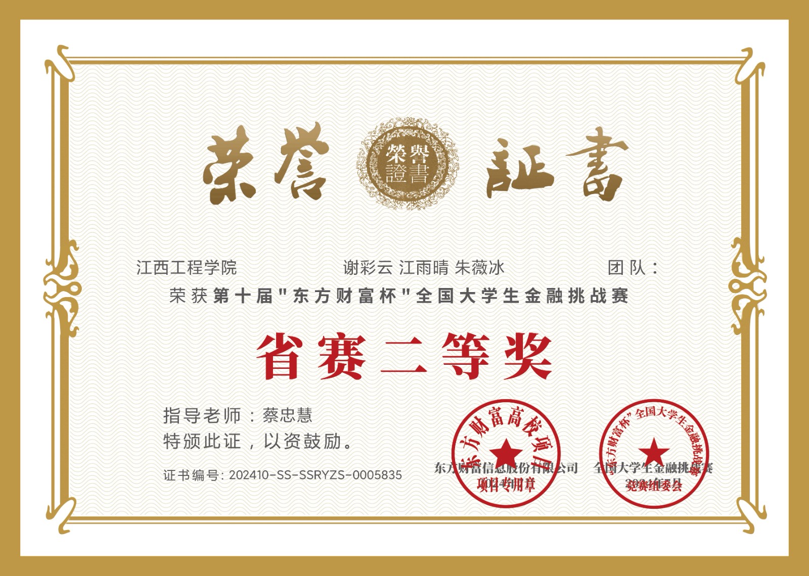 东方财富杯省赛二等奖